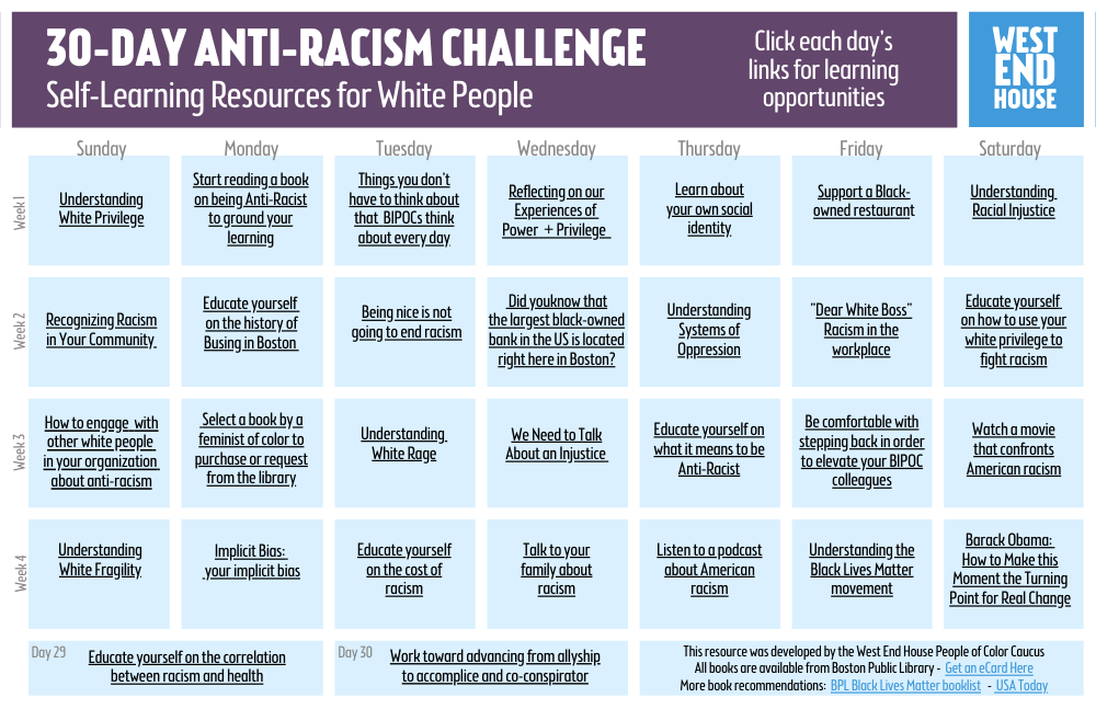 30-Day Anti-Racism Challenge - for White People
